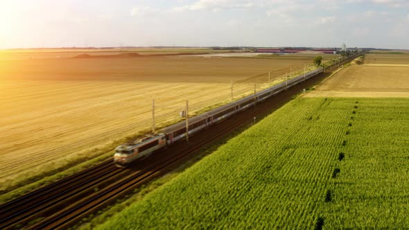 Modern high speed train. Electric passenger train. 