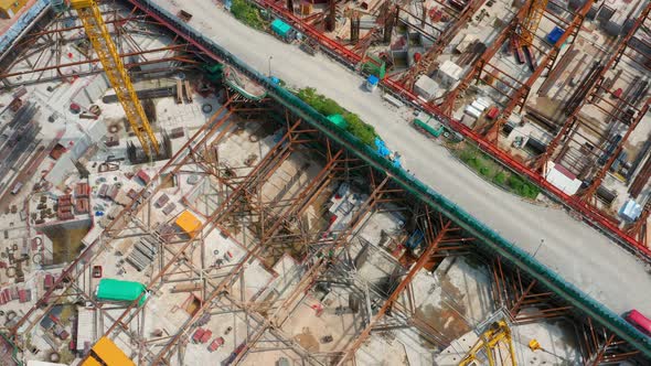 Top down view of construction site in Hong Kong