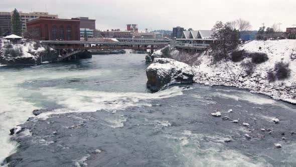 Tranquil View Of Spokane City Park In White Winter Snow