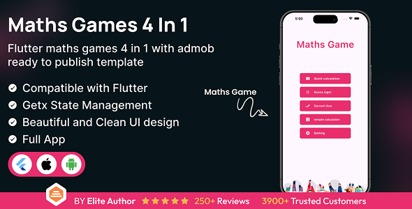 Flutter maths games 4 in 1 with admob ready to publish template
