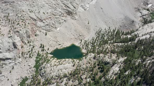 Aerial Mountain Lake Formed By Melted Glacier