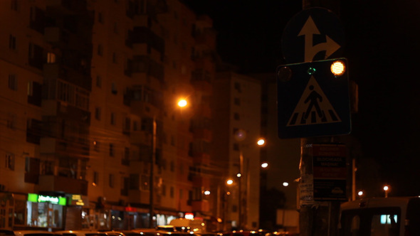 Night Blinking Crosswalk Sign