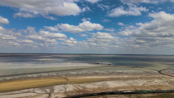 Beautiful View of Salt Lake Baskunchak in Astrakhan Region Russia