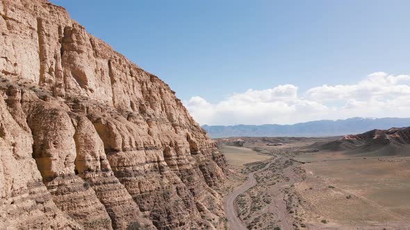 Drone Shot of Charyn Canyon Desert Mountains in Kazakhstan