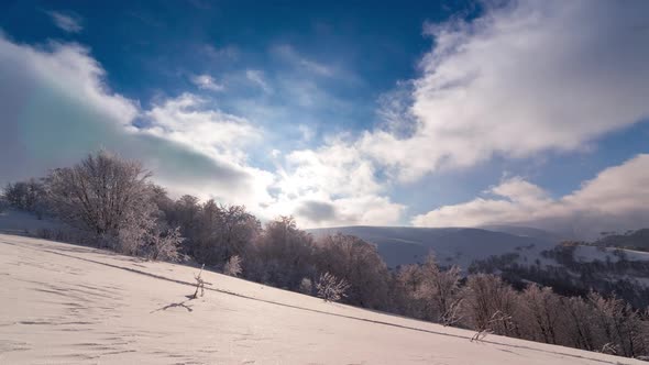 Moving White Clouds Blue Sky Scenic Aerial View