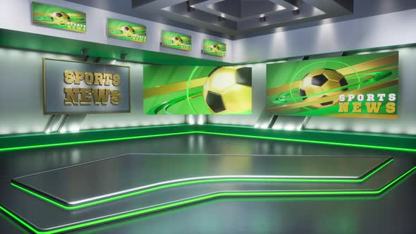 3D Rendering Virtual TV Sport Studio News Backdrop For TV Shows