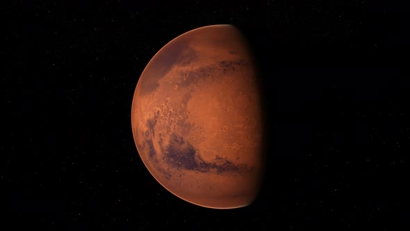 Red Planet Mars in the Starry Sky