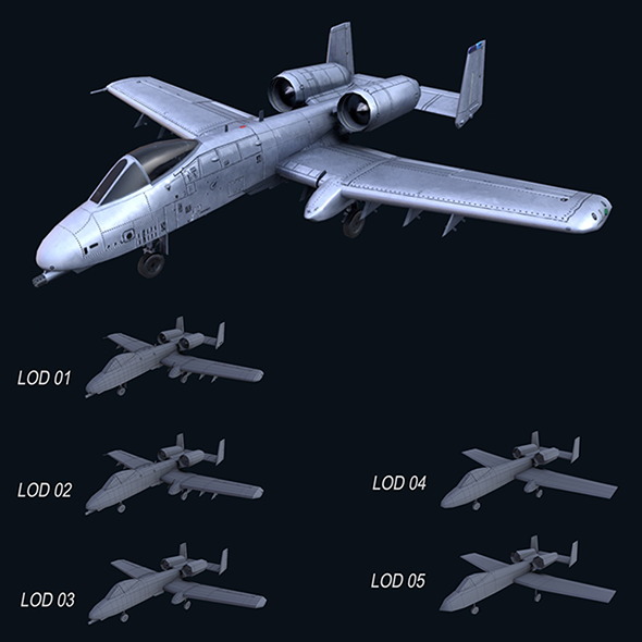 Asset - Army - A10 Thunderbolt 3D MODEL REALISTIC Low-poly 3D model