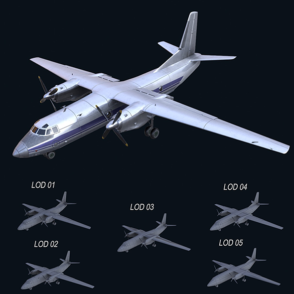 Asset - Army - AN 26 Curl 3D model Realistic Low-poly 3D model