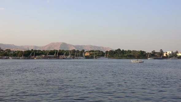 Nile River with Boats in Luxor Egypt