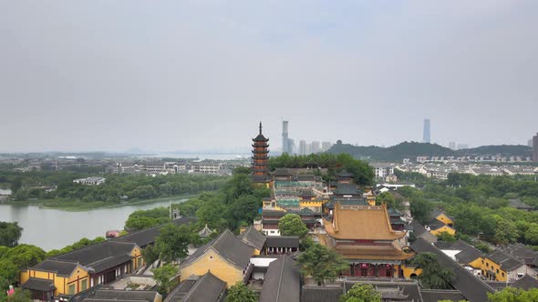 Aerial Jinshan Temple in Zhenjiang
