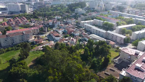 Aerial view over the city of porto norte de portugal, view of the buildings and architecture