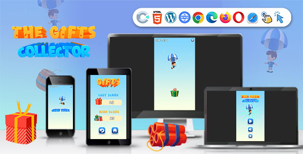 The Gifts Collector Game ( Construct 3 | C3P | HTML5 ) Endless Game