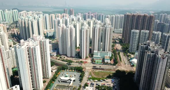 Top view of cityscape of Hong Kong 