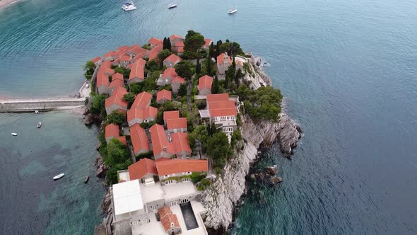 Flight under the Sveti Stefan