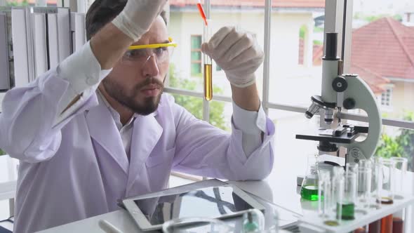 Scientist Work with Science Equipment in Laboratory