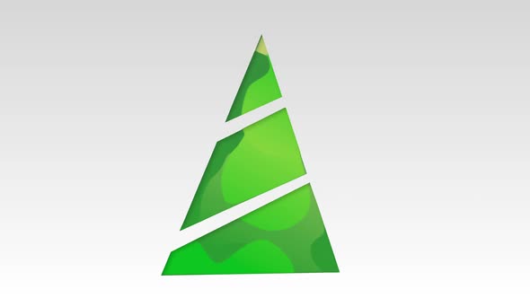 Animation of a modern digital green Christmas tree with Christmas decorations on grey background