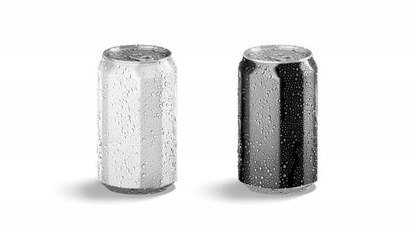 Blank black and white soda can drops, looped rotation