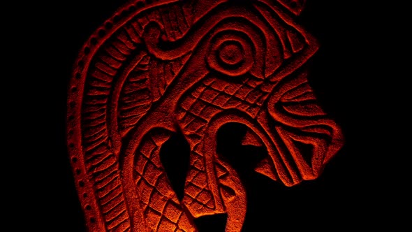 Nordic Dragon Carving In Firelight
