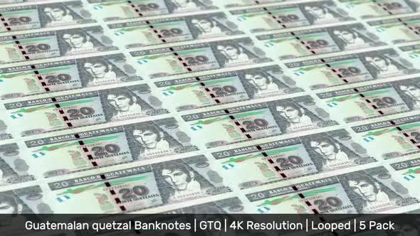 Guatemala Banknotes Money / Guatemalan quetzal / Currency Q / GTQ / 5 Pack - 4K