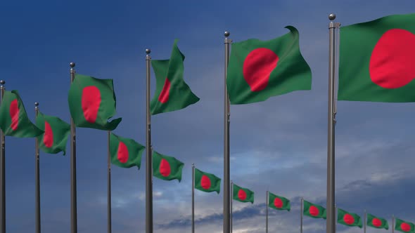 The Bangladesh Flags Waving In The Wind  -4K