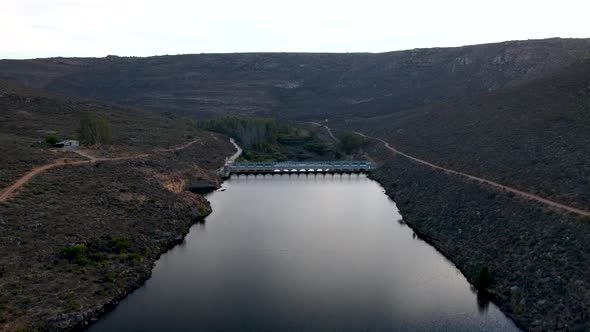 Aerial view of Bulshoekdam Dam Cederberg outdoor, Western Cape, South Africa.