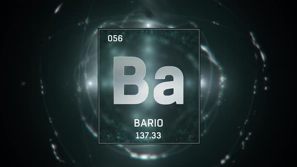 Barium as Element 56 of the Periodic Table on Green Background in Spanish Language