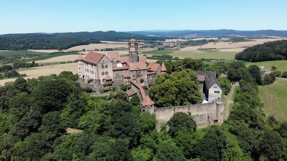 Aerial shot of Ronneburg Castle in Germany