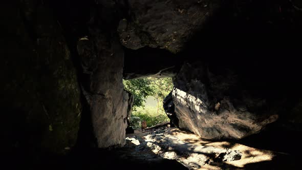 Shot Taken From Inside a Small Cave Looking Out