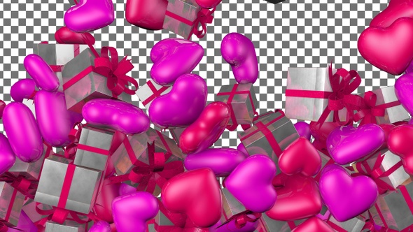 Valentines Day Hearts and Gift Boxes Transition – Pink Purple alt