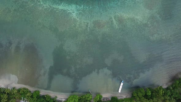 Aerial View of the Tropic Island and the Boats in the Ocean