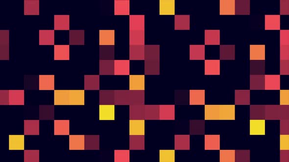 Abstract pixel block moving on a black background