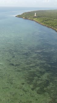 Tanzania  Vertical Video of the Ocean Near the Coast of Zanzibar Slow Motion