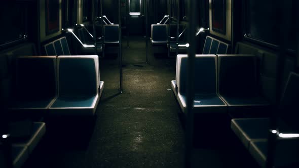 Inside of New York Subway Empty Car