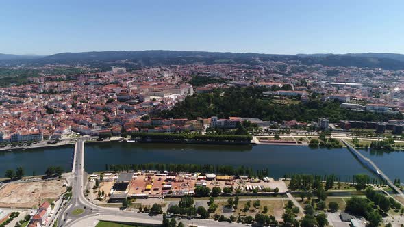 Fly Above River Mondego in Coimbra