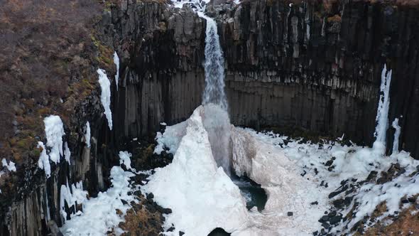 Svartifoss Waterfall and Basalt Lava Columns Epic Landscape