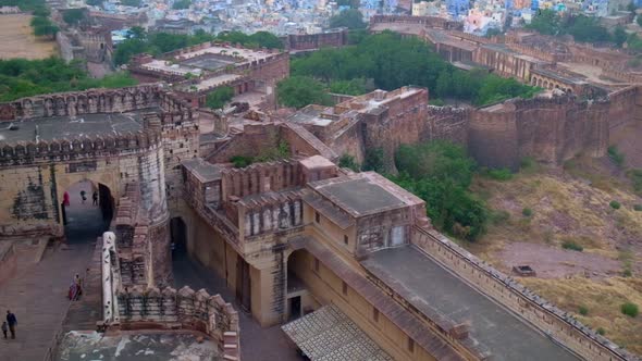 Houses and Roofs of Famous Jodhpur the Blue City Aerial View From Mehrangarh Fort Rajasthan India