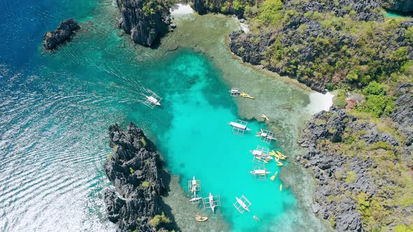 Aerial Top Down Photo of Entrance Into the Small Lagoon in ElNido Tour A Palawan