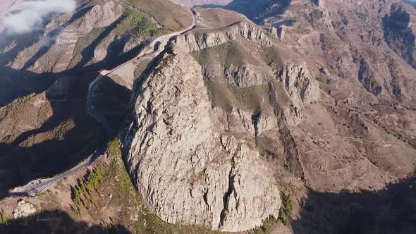 Aerial View of Roque Agando, Bordering Garajonay National Park, La Gomera, Canary Islands, Spain,