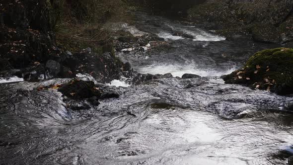 Water Rushing Over Edge At Swallow Falls In Wales. Locked Off