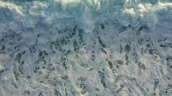 Storm at Sea Filmed on a Drone in the Sunshine