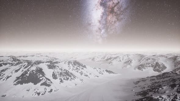Milky Way Above Snow Covered Terrain