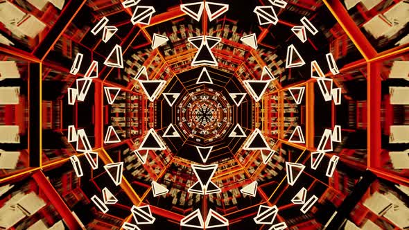 Orange Gold Kaleidoscope Vj Loop Tunnel 4K