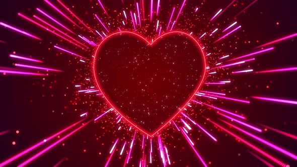 Heart Neon Particles 4k 