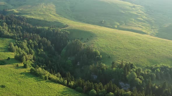 Aerial Mountain Landscape at Sunset