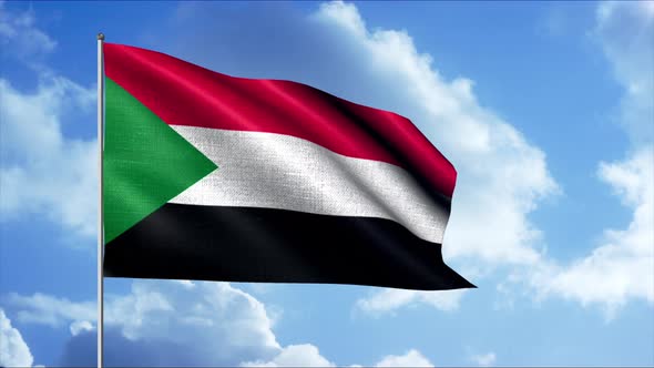 Raising patriotic spirit with flag of Sudan