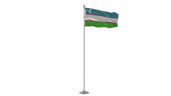 Uzbekistan Looping Of The Waving Flag Pole With Alpha