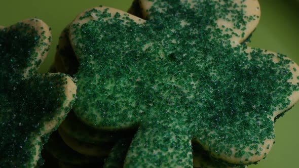 Cinematic, Rotating Shot of Saint Patty's Day Cookies on a Plate - COOKIES ST PATTY 029