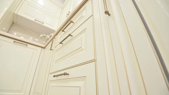 Beige Kitchen Details Shown From Lower Point of View