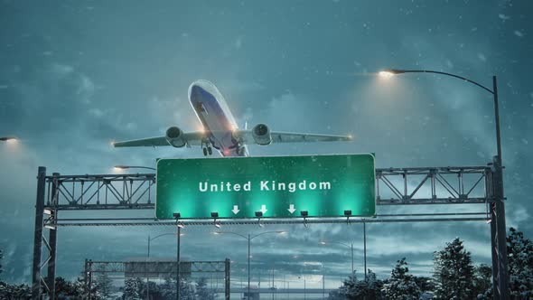 Airplane Take Off United Kingdom in Christmas